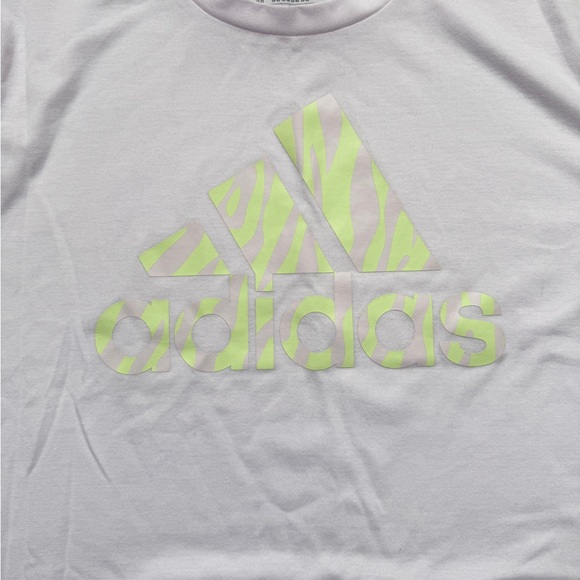Adidas Pink Graphic Logo T-Shirt XL Oversized Athleisure Tee - Picture 2 of 7